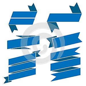 Set of blue ribbon baner icon