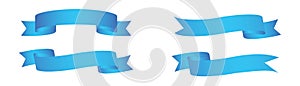 Set of blue ribbon baner icon