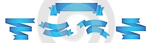 Set of blue ribbon baner icon