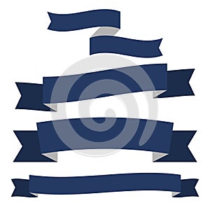 Set of blue ribbon banner icon