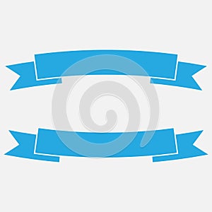 Set of blue ribbon banner icon