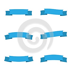 Set of blue ribbon banner icon
