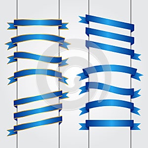 Set of blue ribbon banners Vector graphic