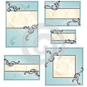 Set of blue Rococo wedding designs