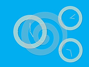 A set of blue round clocks with different times for logo and icon