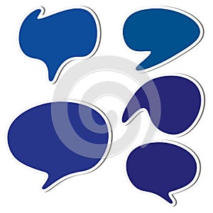 Set of blue round sticker speech bubbles isolated