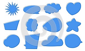 Set of blue speech bubbles. hand drawn style