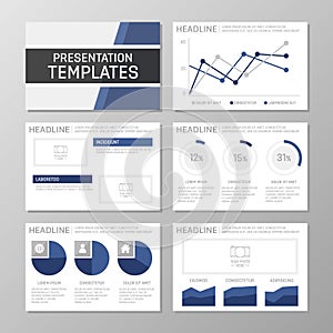 Set of blue template for multipurpose presentation slides. Leaflet, annual report, book cover design.