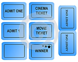 Set of blue tickets