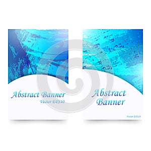 Set of blue watercolor abstract banners.