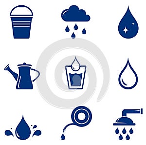 Set blue watering icons