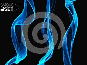 Set of blue waves flow smooth sky abstract background template