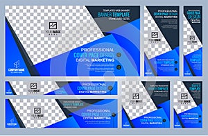 Set of Blue Web banners templates