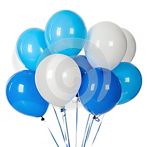 Blue and white balloons isolated on white