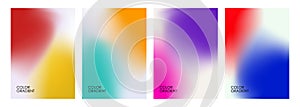 Set of blurred backgrounds. Bright color gradients. Defocused color templates for creative graphic design.