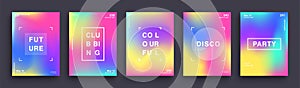 Set of Blurred Color Gradient Posters. Summer Clubbing Bright Party Poster. Covers Template Design. Abstract Gradient Mesh