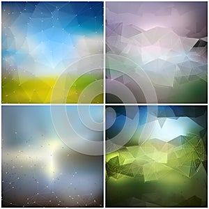 Set of blurry backgrounds. Abstract geometric