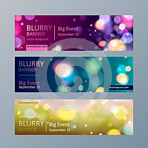 Set of blurry bokeh banners templates