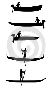 Set of boats vector silhouettes