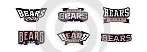 A set of bold fonts for bear mascot logo. Collection of text style lettering for esports, bear mascot logo, sports team