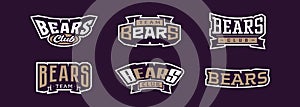 A set of bold fonts for bear mascot logo. Collection of text style lettering for esports, bear mascot logo, sports team