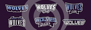 A set of bold fonts for wolf mascot logo. Collection of text style lettering for esports, mascot logo, sports team