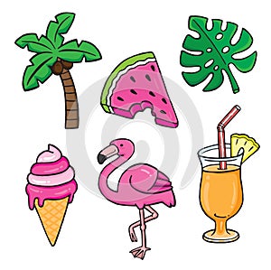 A set of bold summer holiday icons