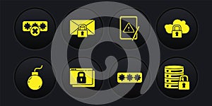 Set Bomb ready to explode, Cloud computing lock, Secure your site with HTTPS, SSL, Password protection, Tablet