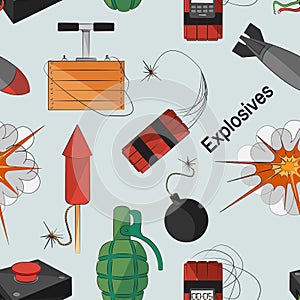 Set of bombs. Explosives pattern