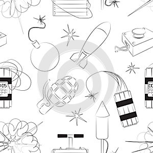 Set of bombs. Explosives pattern