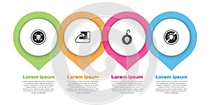 Set Bones and skull, Wastewater, Nuclear bomb and Stop colorado beetle. Business infographic template. Vector