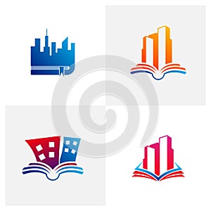 Set of Book City logo vector template, Creative Building logo design concepts