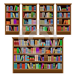 Set of bookcases on a white background. Furniture photo