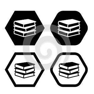 Set of books literature, dictionaries, encyclopedias, planners with bookmarks. Icon vector illustration