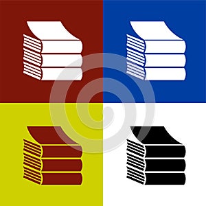 Set of books literature, dictionaries, encyclopedias, planners with bookmarks. Icon vector illustration