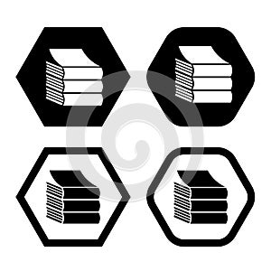 Set of books literature, dictionaries, encyclopedias, planners with bookmarks. Icon vector illustration