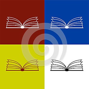 Set of books literature, dictionaries, encyclopedias, planners with bookmarks. Icon vector illustration