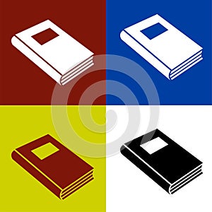 Set of books literature, dictionaries, encyclopedias, planners with bookmarks. Icon vector illustration