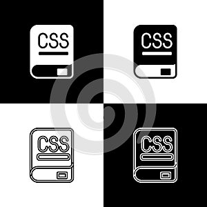 Set Books about programming icon isolated on black and white background. Programming language concept. PHP, CSS, XML