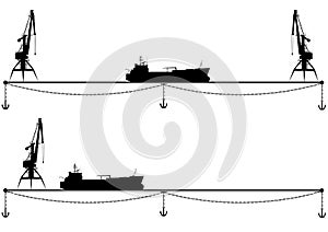 Set border with crane and ship