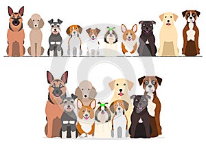 set of border and group of various breeds of dogs