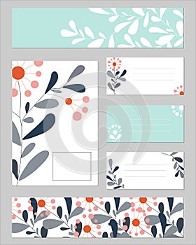 Set of border for text with a floral pattern. Text frames and labels for your design. National ornament