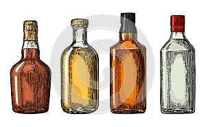 Set bottle for gin, rum, whiskey, tequila.