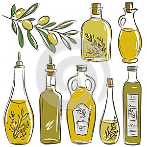 Set of bottle for olive oil, vector