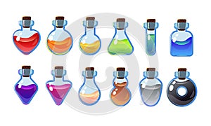 Set bottles with different potions. Game interface