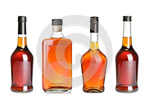 Set of bottles with expensive whiskey