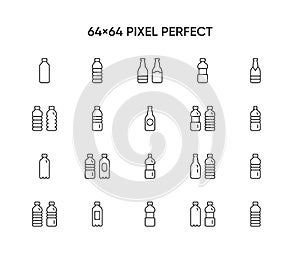 Set of bottles icons collection.