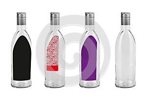 Set of bottles isolated on transparent background
