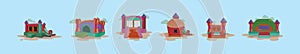 Set of bounce house cartoon icon design template with various models. vector illustration isolated on blue background