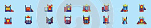Set of bounce house cartoon icon design template with various models. vector illustration isolated on blue background photo
